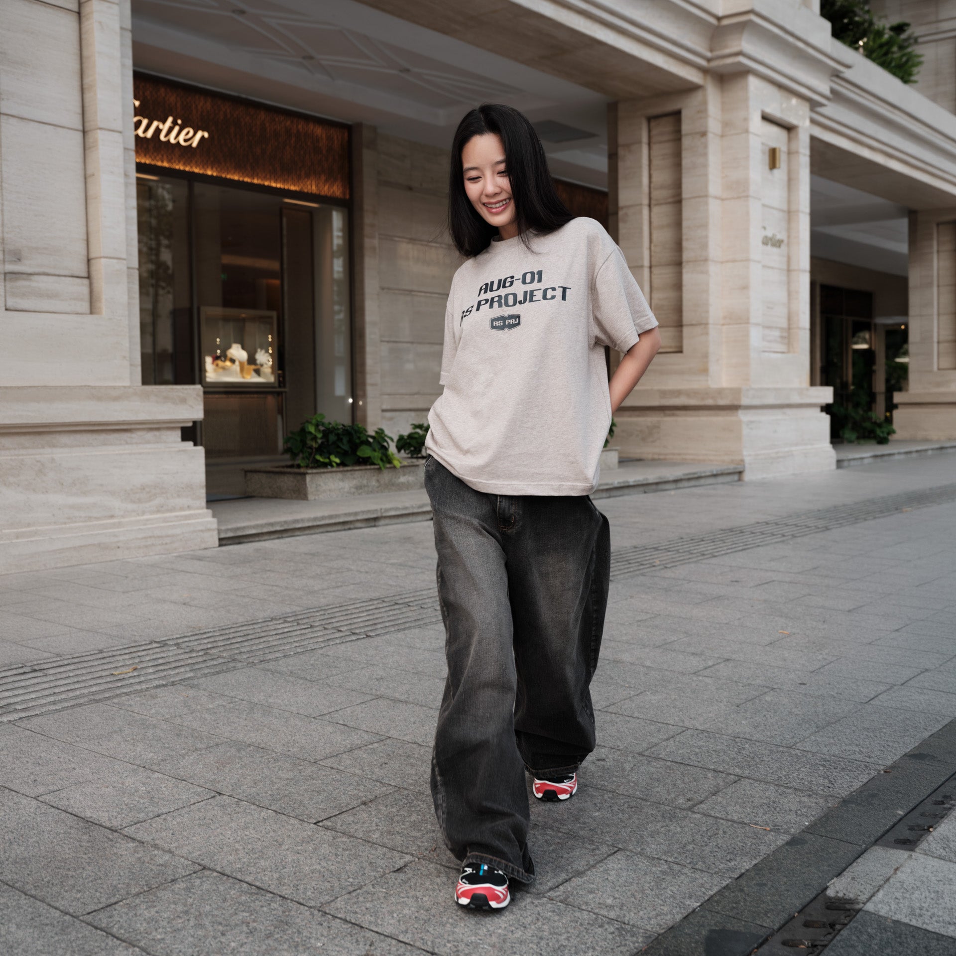 RS PROJECT AUG-01 PEPPER GRAY TYPO UNISEX