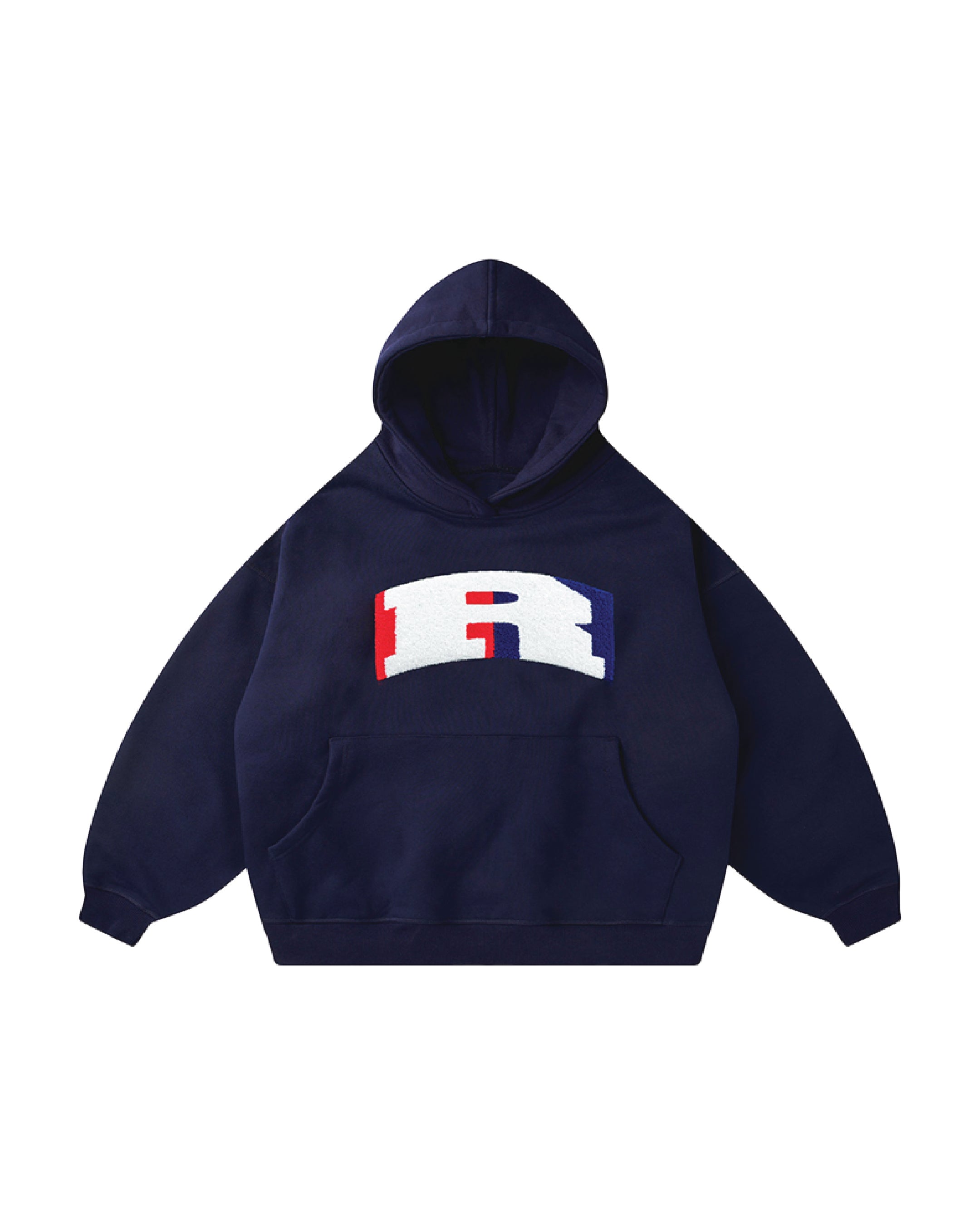 R PUFFY STITCH NAVY HOODIE